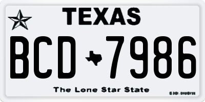 TX license plate BCD7986