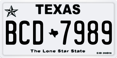 TX license plate BCD7989