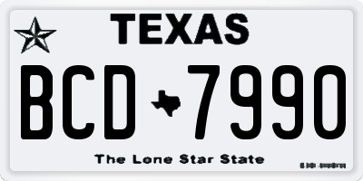 TX license plate BCD7990