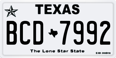 TX license plate BCD7992