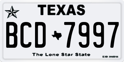 TX license plate BCD7997