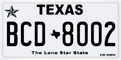 TX license plate BCD8002