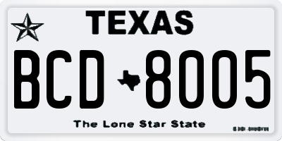 TX license plate BCD8005