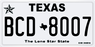 TX license plate BCD8007