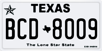 TX license plate BCD8009