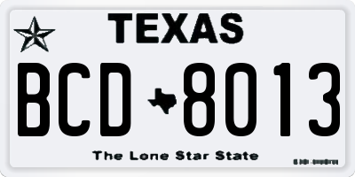 TX license plate BCD8013