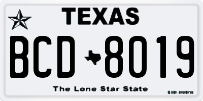 TX license plate BCD8019