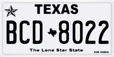 TX license plate BCD8022