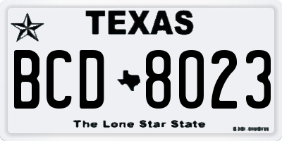 TX license plate BCD8023