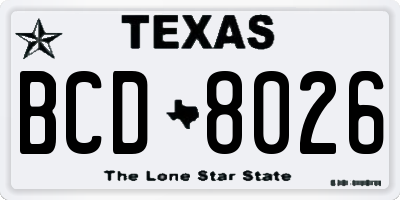 TX license plate BCD8026