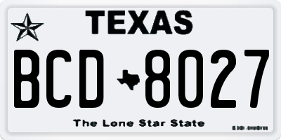TX license plate BCD8027
