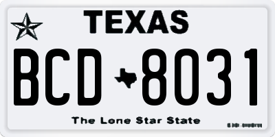 TX license plate BCD8031