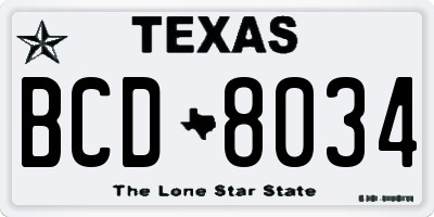 TX license plate BCD8034