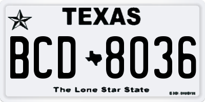 TX license plate BCD8036