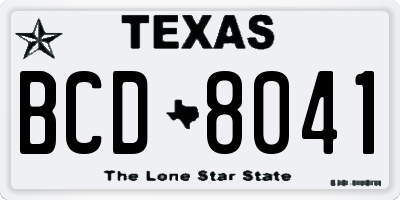TX license plate BCD8041