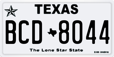 TX license plate BCD8044