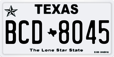 TX license plate BCD8045