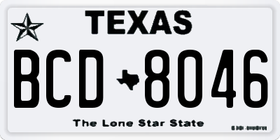 TX license plate BCD8046