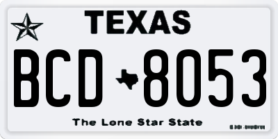 TX license plate BCD8053