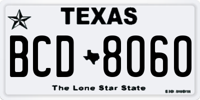 TX license plate BCD8060
