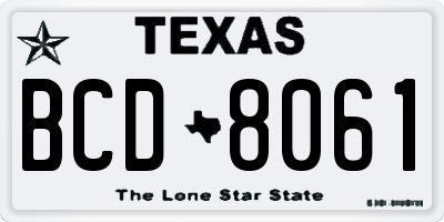TX license plate BCD8061
