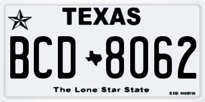 TX license plate BCD8062