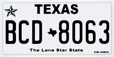 TX license plate BCD8063