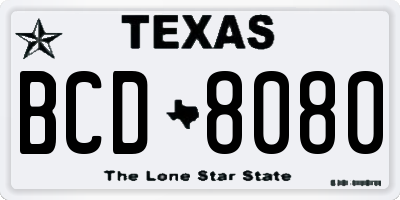 TX license plate BCD8080