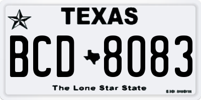 TX license plate BCD8083