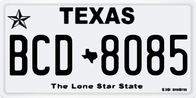 TX license plate BCD8085