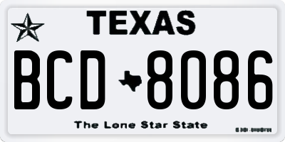 TX license plate BCD8086