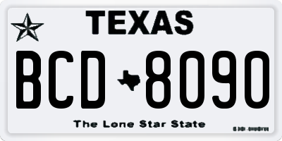 TX license plate BCD8090