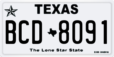 TX license plate BCD8091