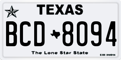 TX license plate BCD8094
