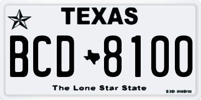 TX license plate BCD8100