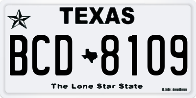 TX license plate BCD8109