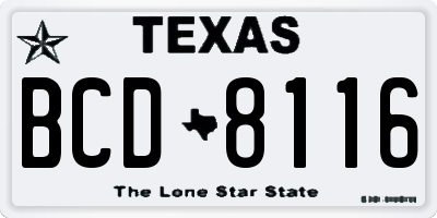 TX license plate BCD8116