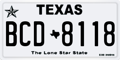 TX license plate BCD8118
