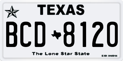 TX license plate BCD8120