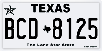 TX license plate BCD8125