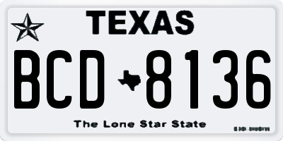 TX license plate BCD8136