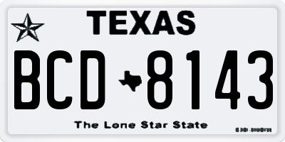 TX license plate BCD8143