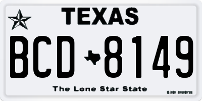 TX license plate BCD8149