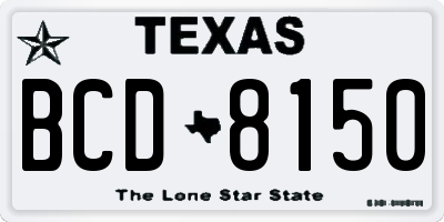 TX license plate BCD8150
