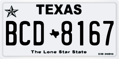 TX license plate BCD8167