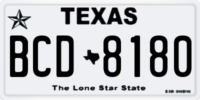 TX license plate BCD8180