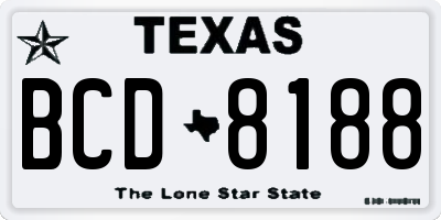 TX license plate BCD8188