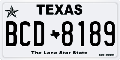 TX license plate BCD8189