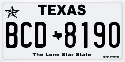 TX license plate BCD8190
