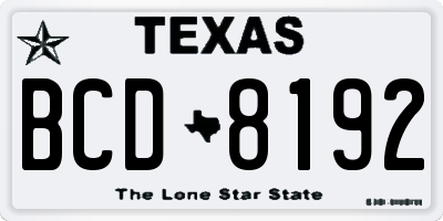 TX license plate BCD8192